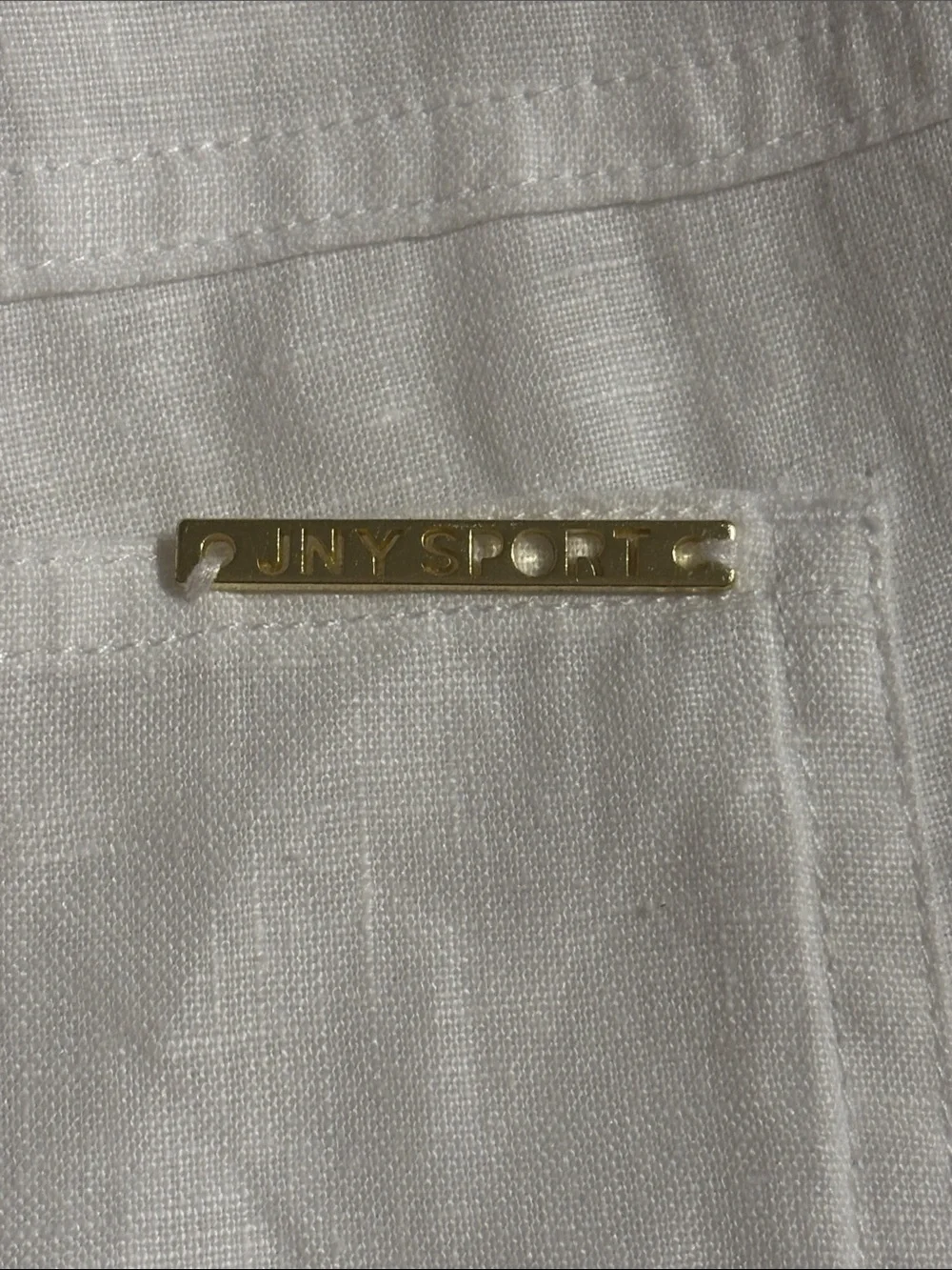 Jones New York White Drawstring 100% Linen Wide Leg ankle length